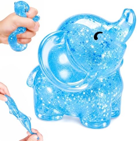 blue glitter elephant squishy squeeze fidget toy
