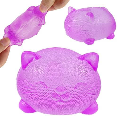 Purple bead-filled jelly cat squishy squeeze stress toy