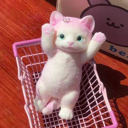 Fluffy pink flocked kitten cat squishy