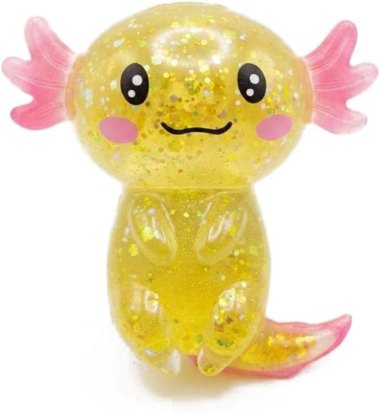Yellow long tail axolotl squishy glittery squeeze toy