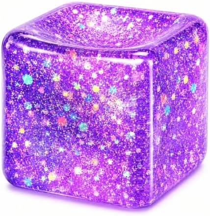 Purple holographic galaxy glitter squishy block cube