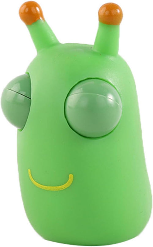 Green worm eyeball squishy squeeze toy with pop-out eyes