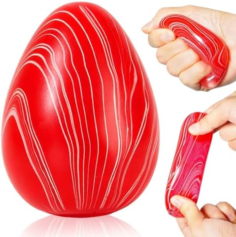 Red marble swirl egg squishy soft squeeze stress ball