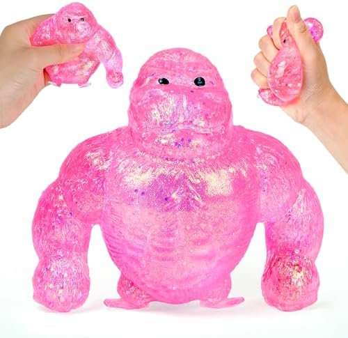 Pink kawaii monkey squishy sparkle squeeze stress ball