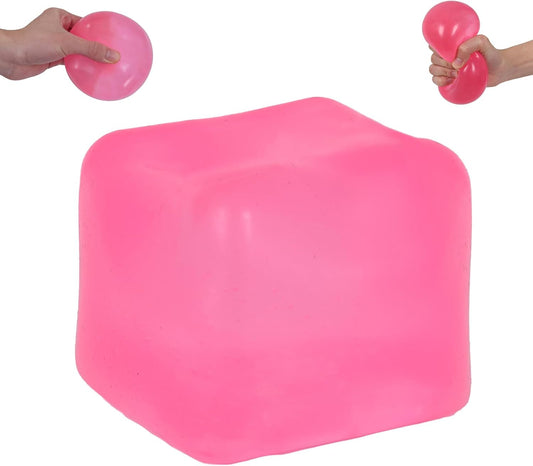 Pink jelly squishy block stretchy squeeze cube