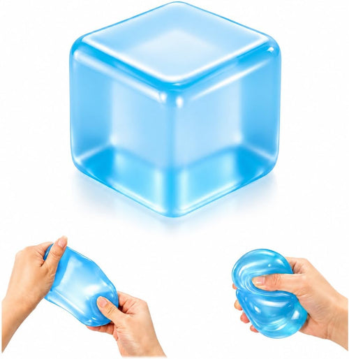 Translucent blue ice cube gel ball squishy squeeze fidget