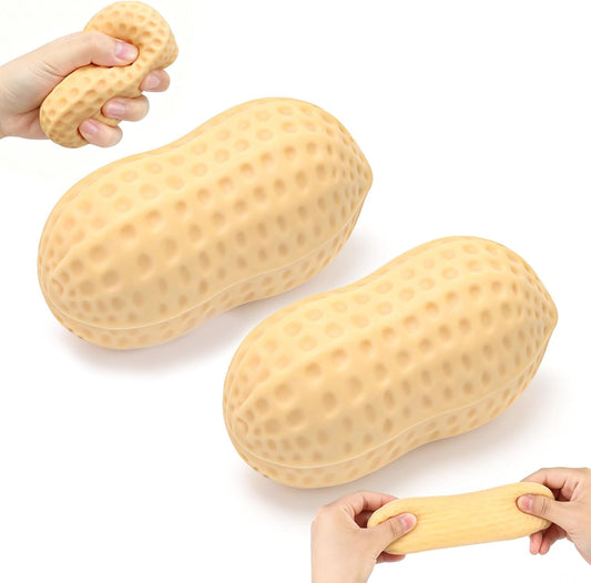 TPR peanut squishy stress ball slow rising squeeze relief toy 2 piece