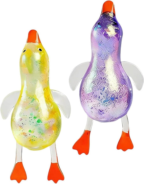 Two pack yellow and purple glitter duck squishy set