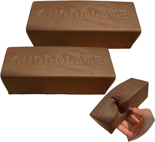 Two embossed chocolate squishy blocks