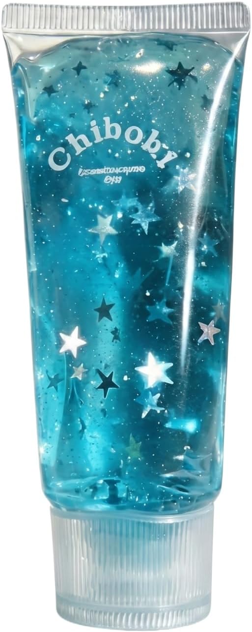 Blue glitter star squishy toothpaste tube with silver stars