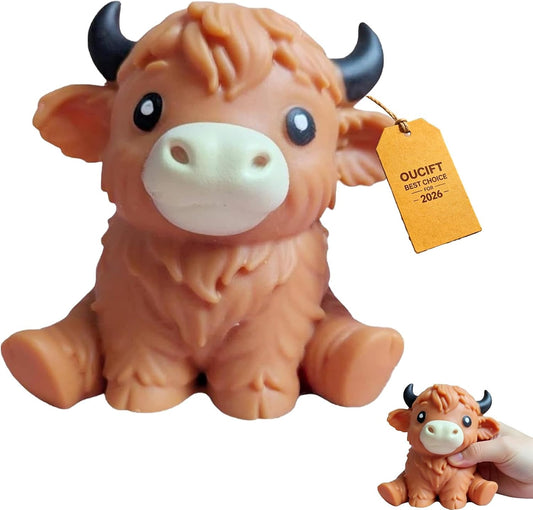 Giant brown highland cow squishy soft slow rising squeeze toy