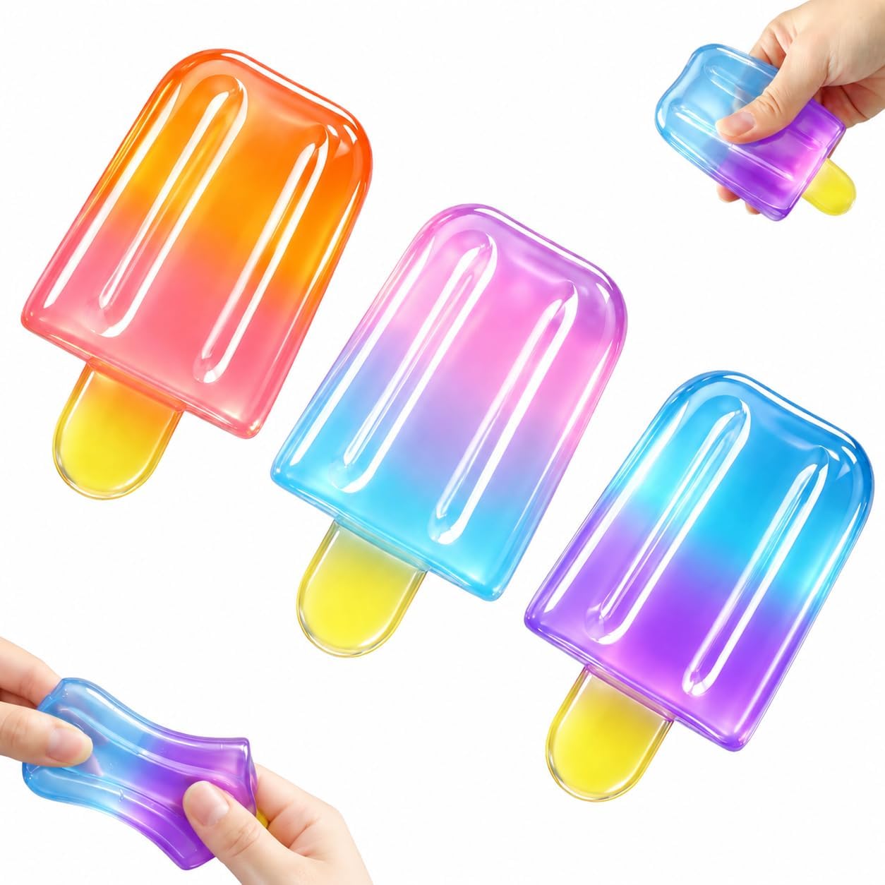 Multicolor ice cream squishy 3-pack squeeze toys