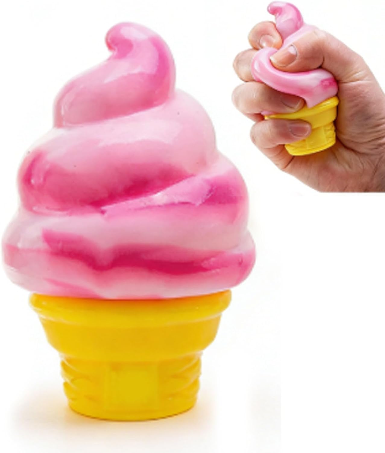 Strawberry pink soft serve cone ice cream squishy toy