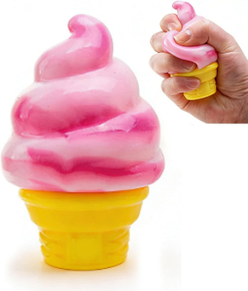 Strawberry pink soft serve cone ice cream squishy toy