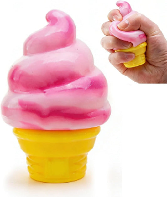 Strawberry pink soft serve cone ice cream squishy toy
