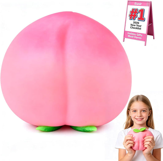 Jumbo peach squishy giant slow rising squeeze stress ball in red and gold