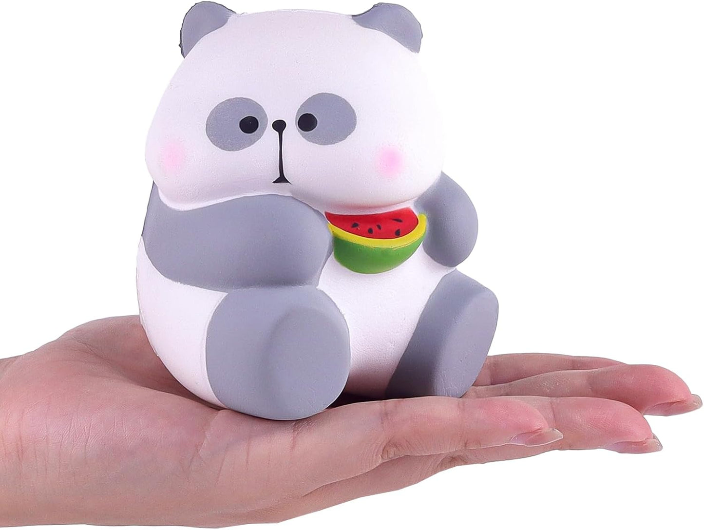 gray panda squishy holding watermelon slow rising squeeze toy