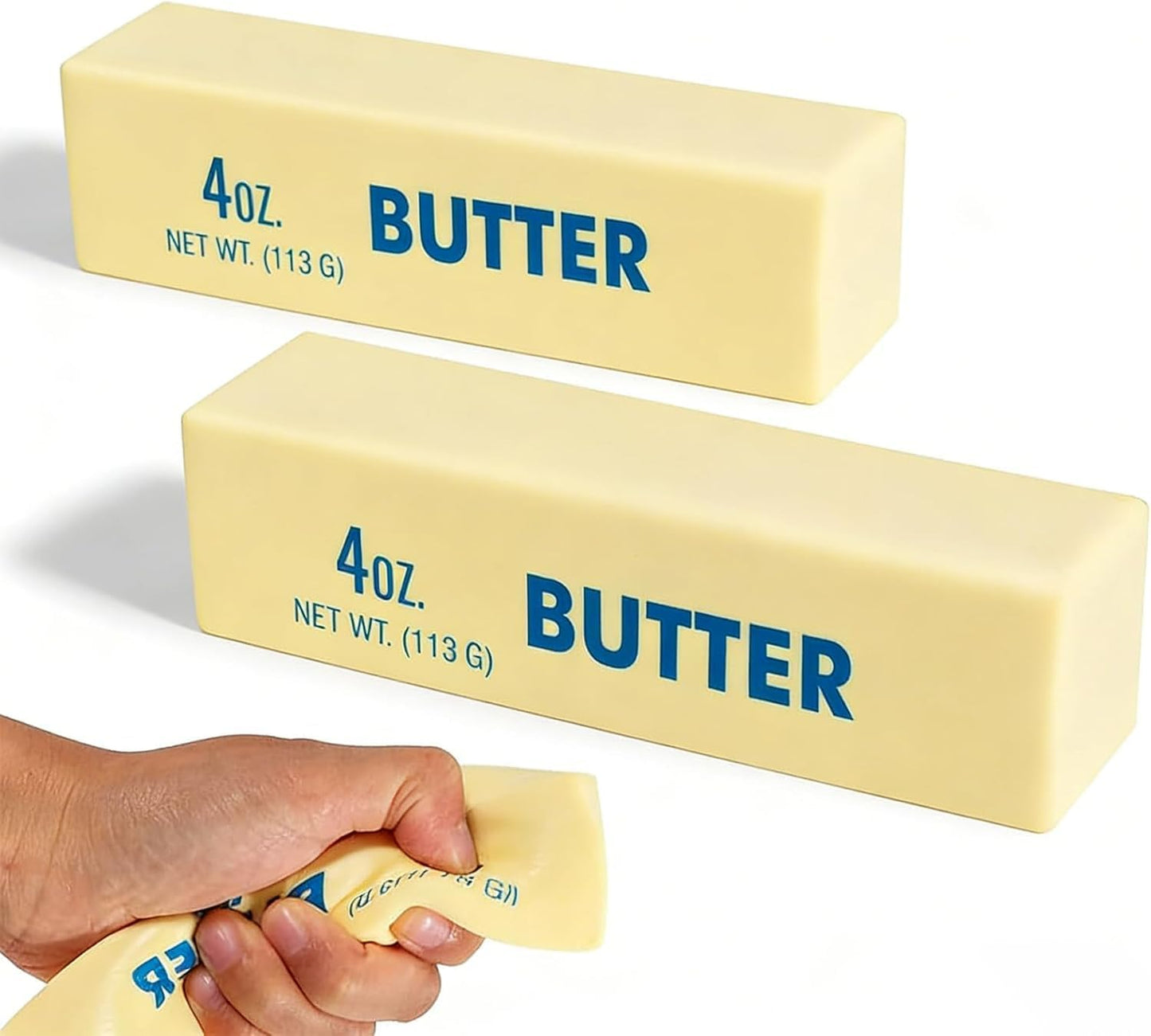 Two butter stick bread squishy toys