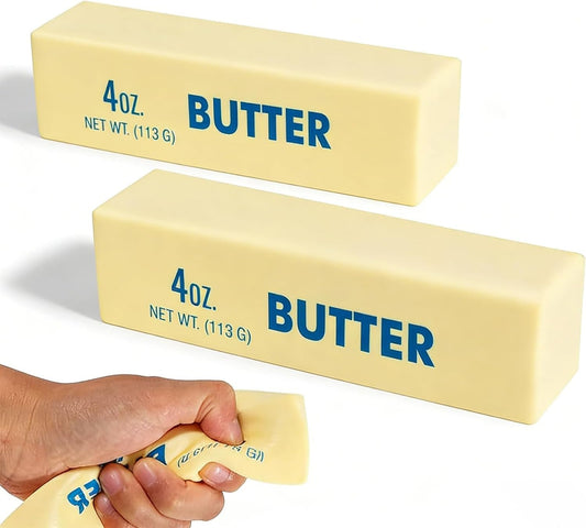 Two butter stick bread squishy toys