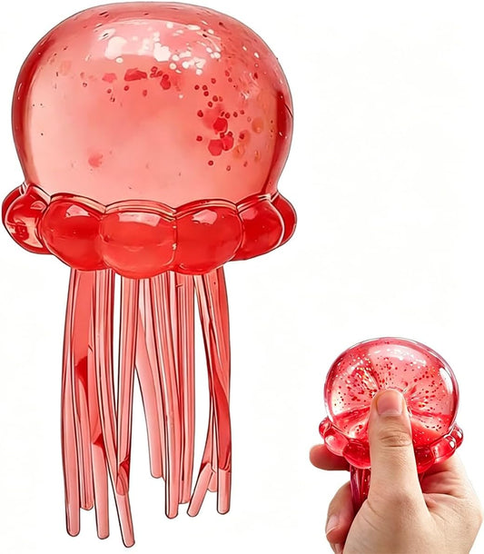 Red jellyfish squishy slow rising squeeze stress ball