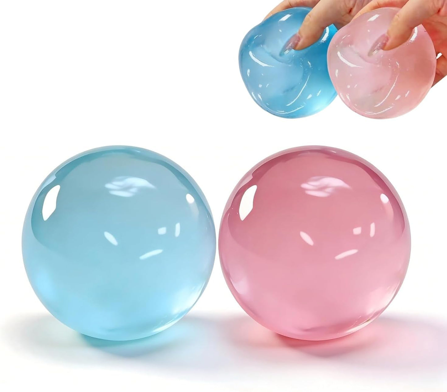 Moldable two pack blue and pink coconut squishy stress balls