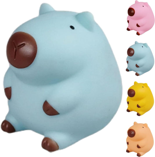 Chunky blue matte capybara squishy soft squeeze slow rising toy