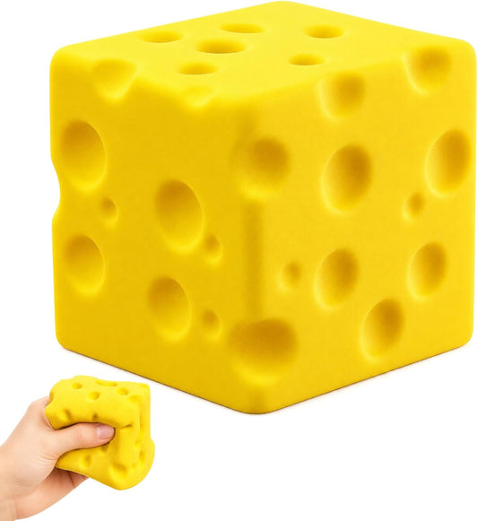 Bright yellow cheese squishy squeeze block