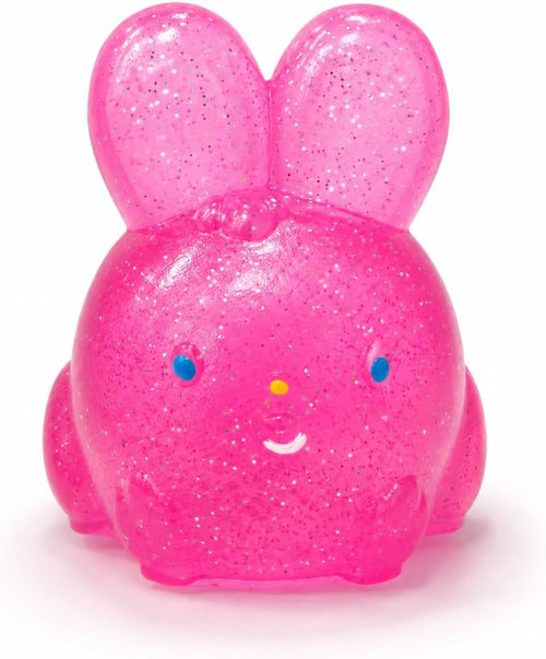 Pink sparkly jelly bunny squishy soft squeeze stress toy