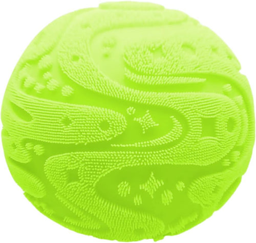 Neon green cloud squishy stress ball with wavy velvet ridges