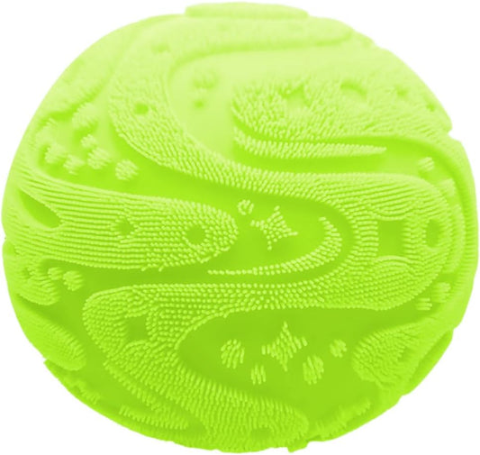 Neon green cloud squishy stress ball with wavy velvet ridges