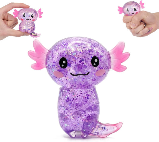 Purple long tail axolotl squishy soft stress squeeze toy