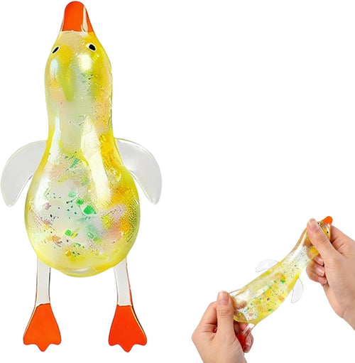 Clear rainbow confetti glitter duck squishy fidget
