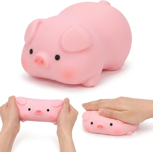 Kawaii pink mochi pig squishy with rosy cheeks
