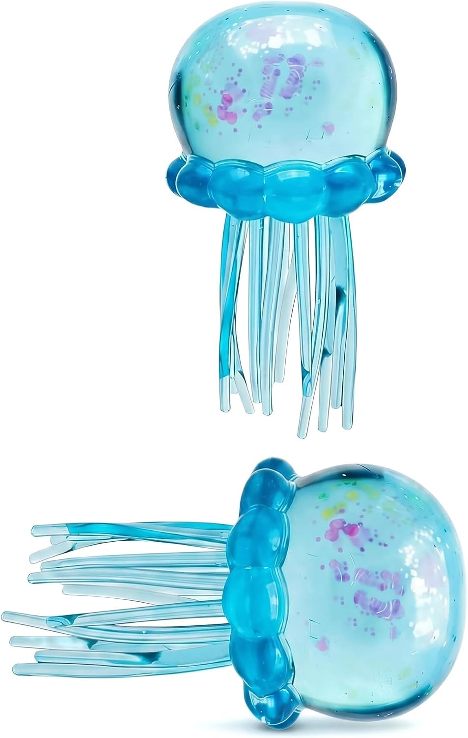Mini blue glitter jellyfish squishy soft squeeze fidget toy