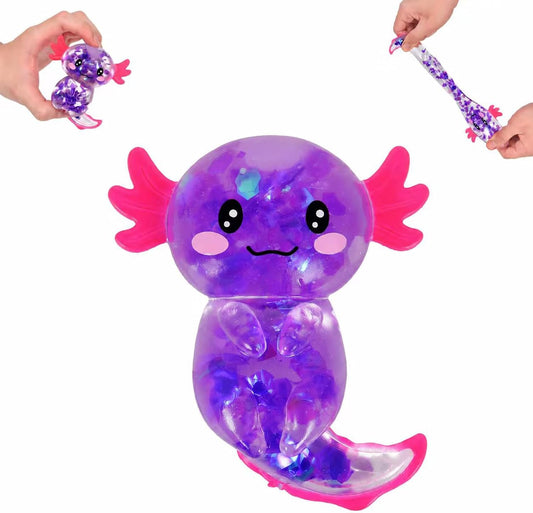Purple confetti axolotl squishy big sequin squeeze toy