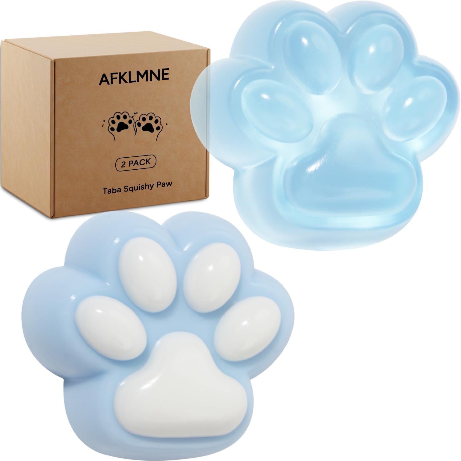 Two blue cat paw squishies clear and matte