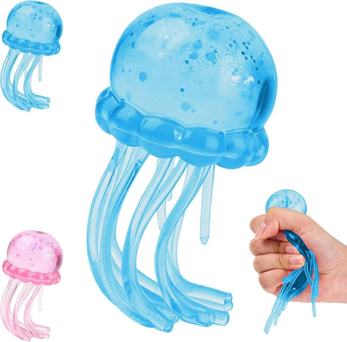 Soft blue jellyfish squishy moldable squeeze stress ball