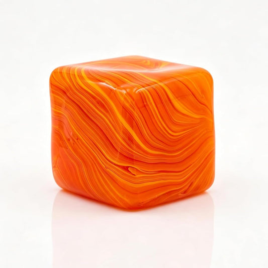 Orange marble swirl gel ball squishy cube