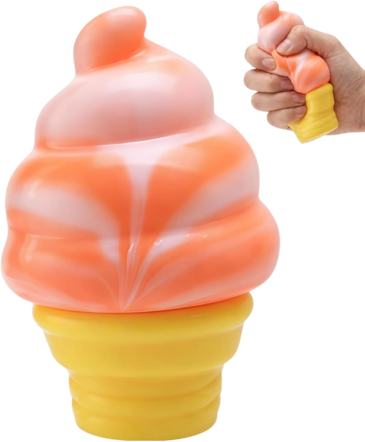 Peach swirl soft serve cone ice cream squishy toy