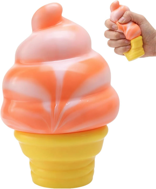 Peach swirl soft serve cone ice cream squishy toy