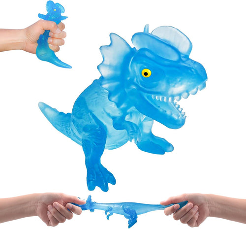 Translucent blue sensory dinosaur squishy fidget toy