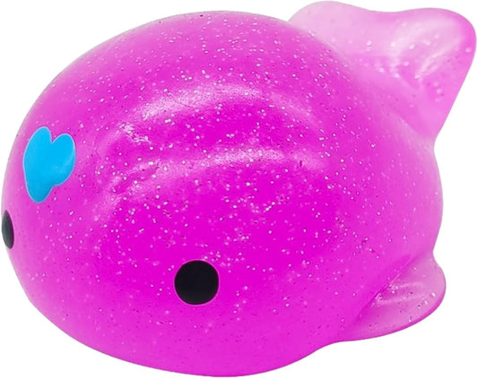 Mochi dolphin squishy mini purple glitter squeeze fidget toy