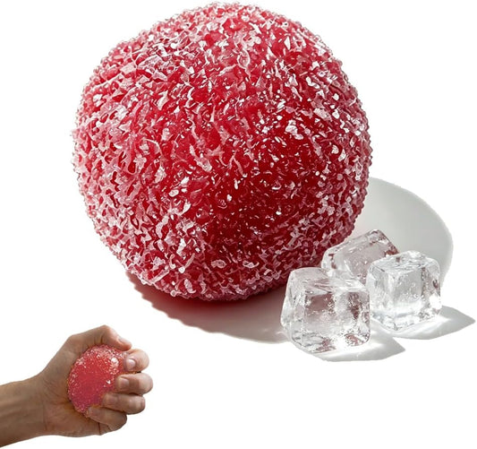 Red crunchy bead-filled gel ball squishy squeeze ball
