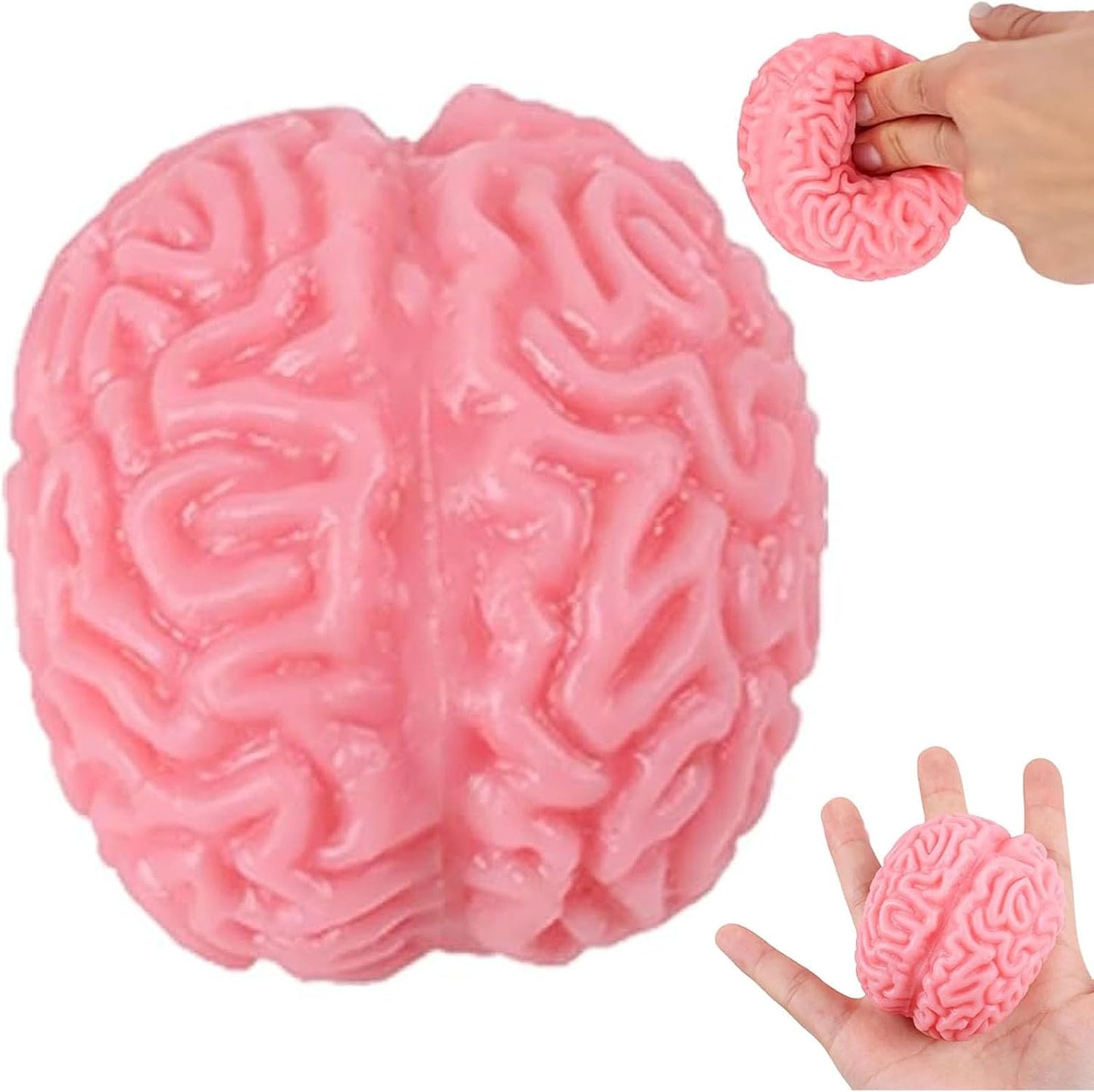 Pocket size soft mini pink brain squishy squeeze stress ball