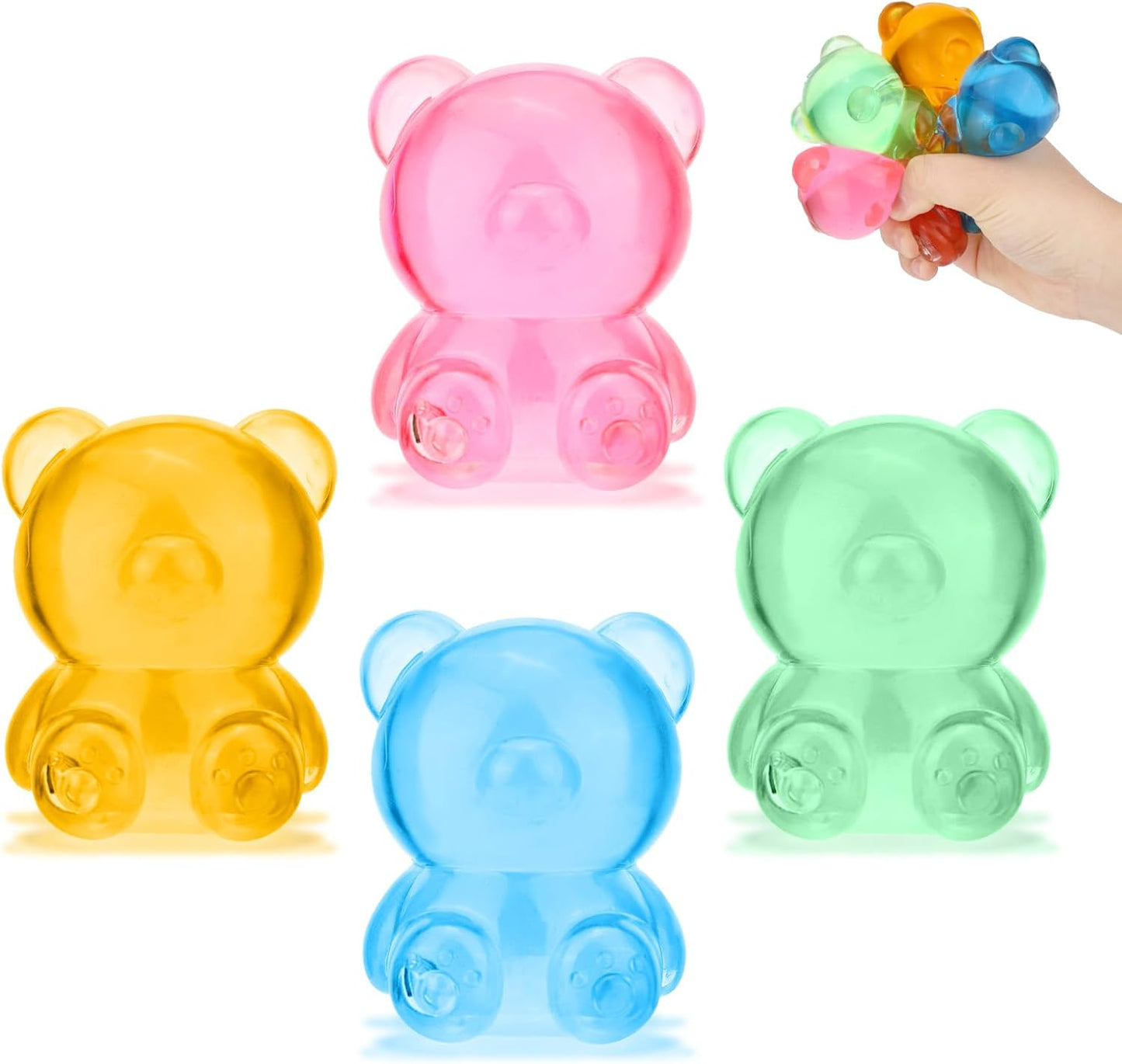 Four pack pastel jelly bear squishy soft squeeze toys
