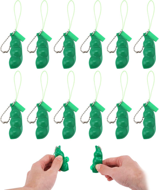 Mini green edamame squishy keyring squeeze bean toys 12 pack