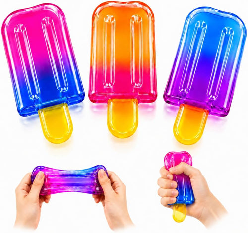 Three pack jelly glossy popsicle ice cream squishy toys