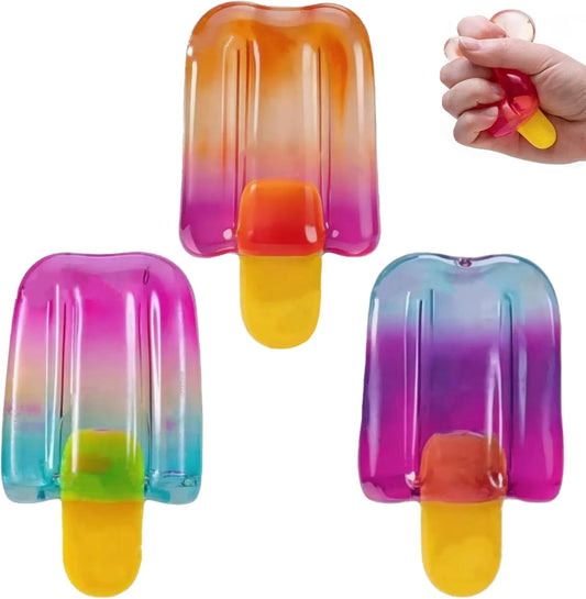Three pack orange pink and blue popsicle ice cream squishy