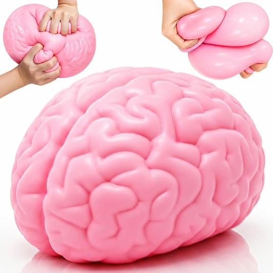 Jumbo pink brain squishy slow rising stress ball squeeze toy