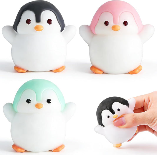 3 pack penguin squishy toys black pink mint slow rising